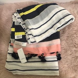 Loft Stripes Tassel Thin Scarf